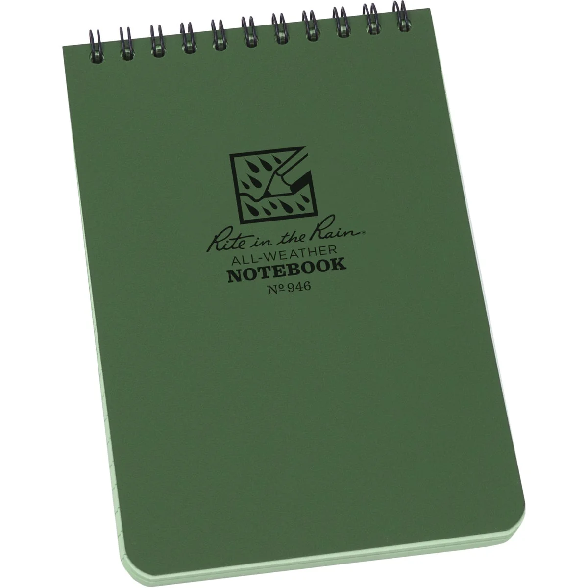 Rite in the Rain All-Weather 4 In. W x 6 In. H 50-Sheet Top-Spiral Bound Notebook Green Certified