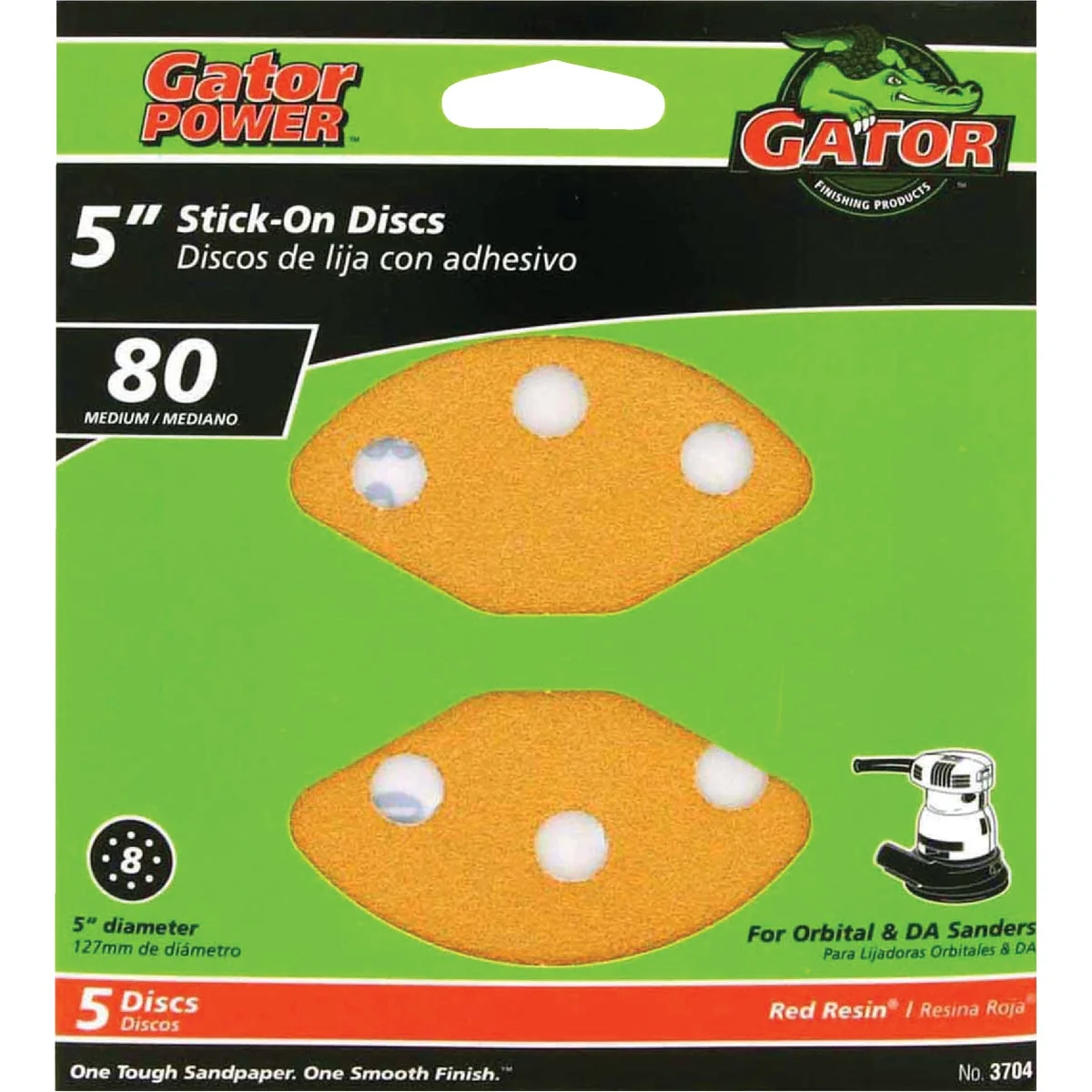 Artisan Gator 5 In. 80-Grit 8-Hole Pattern Vented Sanding Disc with Stick-On Backing 5-Pack Modern