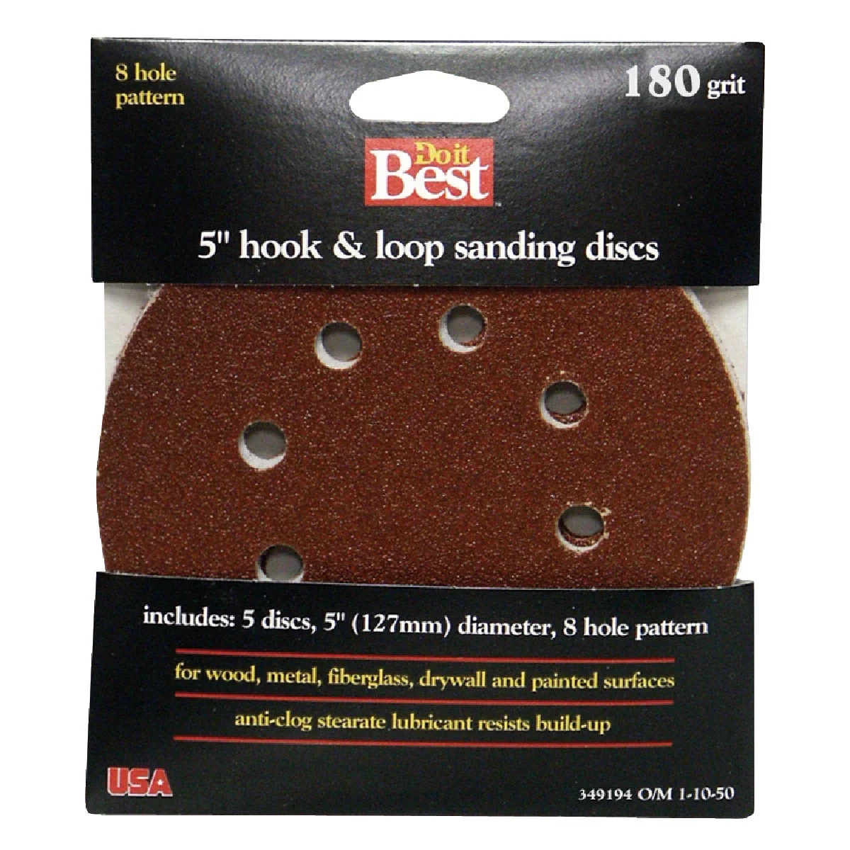 Authentic Do it 5 In. 320-Grit 8-Hole Pattern Vented Sanding Disc with Hook Loop Backing 5-Pack Healthy