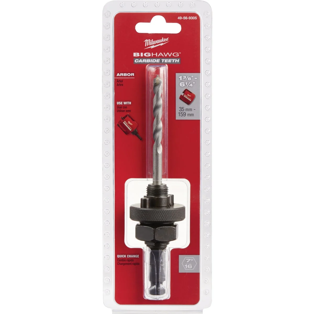 Dependable Milwaukee Big Hawg 7 16 In. Hex Shank Hole Saw Mandrel Fits Hole Saws 1-3 8 In. to 6-1 4 In. Premium Material