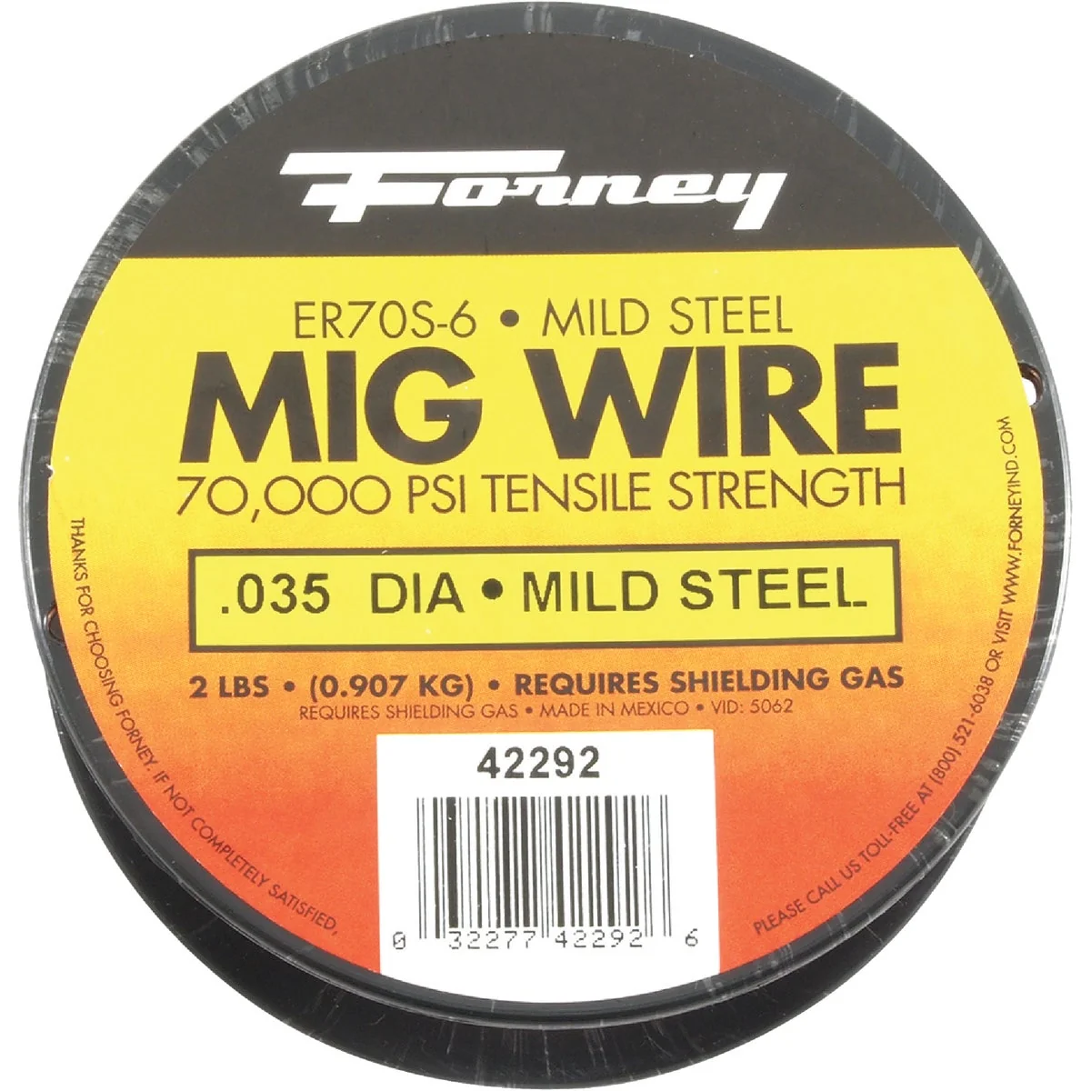 Lightweight Forney ER70S-6 Mild Steel Mig Wire 0.035 In. 2 Lb. Enhanced