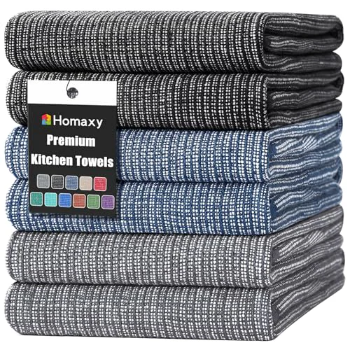 Reusable 380 GSM Cotton Premium Kitchen Towels 6 Pack 6 Count Fine
