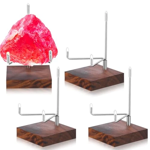 Refined 4 Pcs Rock Display Stand Wood Base Premium Material