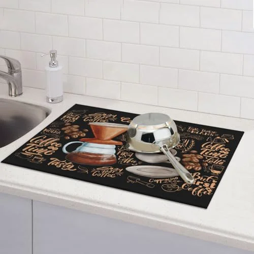 Top-Quality Fun Coffee Dish Drying Mat Premium