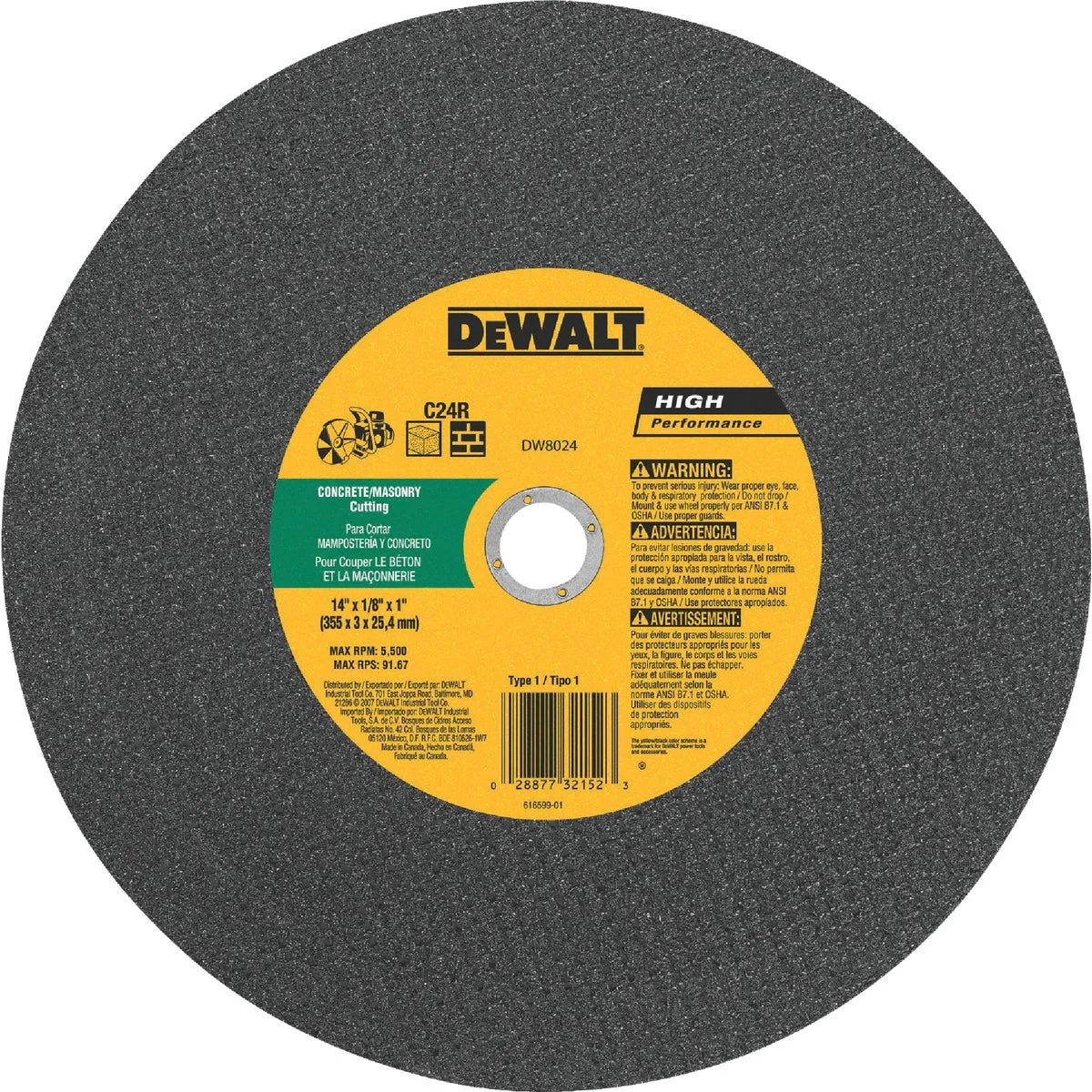 Fine DeWalt HP Type 1 14 In. x 1 8 In. x 1 In. Concrete Cut-Off Wheel Eco-Friendly