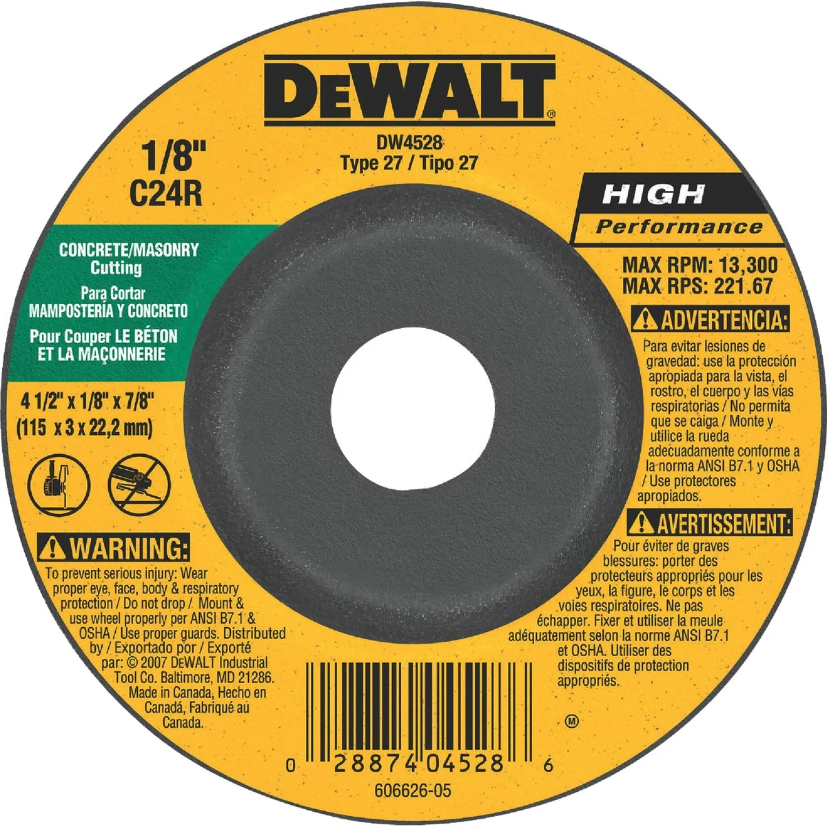 Stylish DeWalt HP Type 27 4-1 In. x 1 8 In. x 7 8 In. Masonry Cut-Off Wheel Smooth