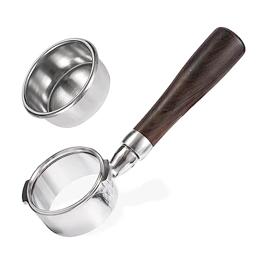 User-Friendly 58mm Bottomless Portafilter with Double Shot Filter Basket Wood Handle for Gaggia Classic Casual