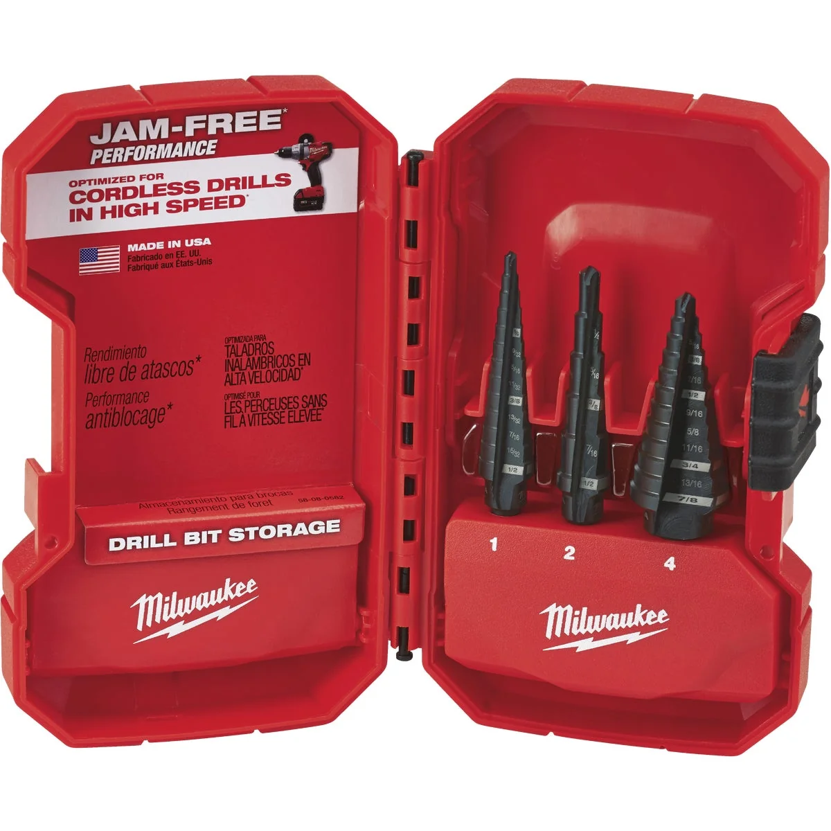 Durable Milwaukee 3-Piece Black Oxide Step Drill Bit Set 1 2 4 Certified