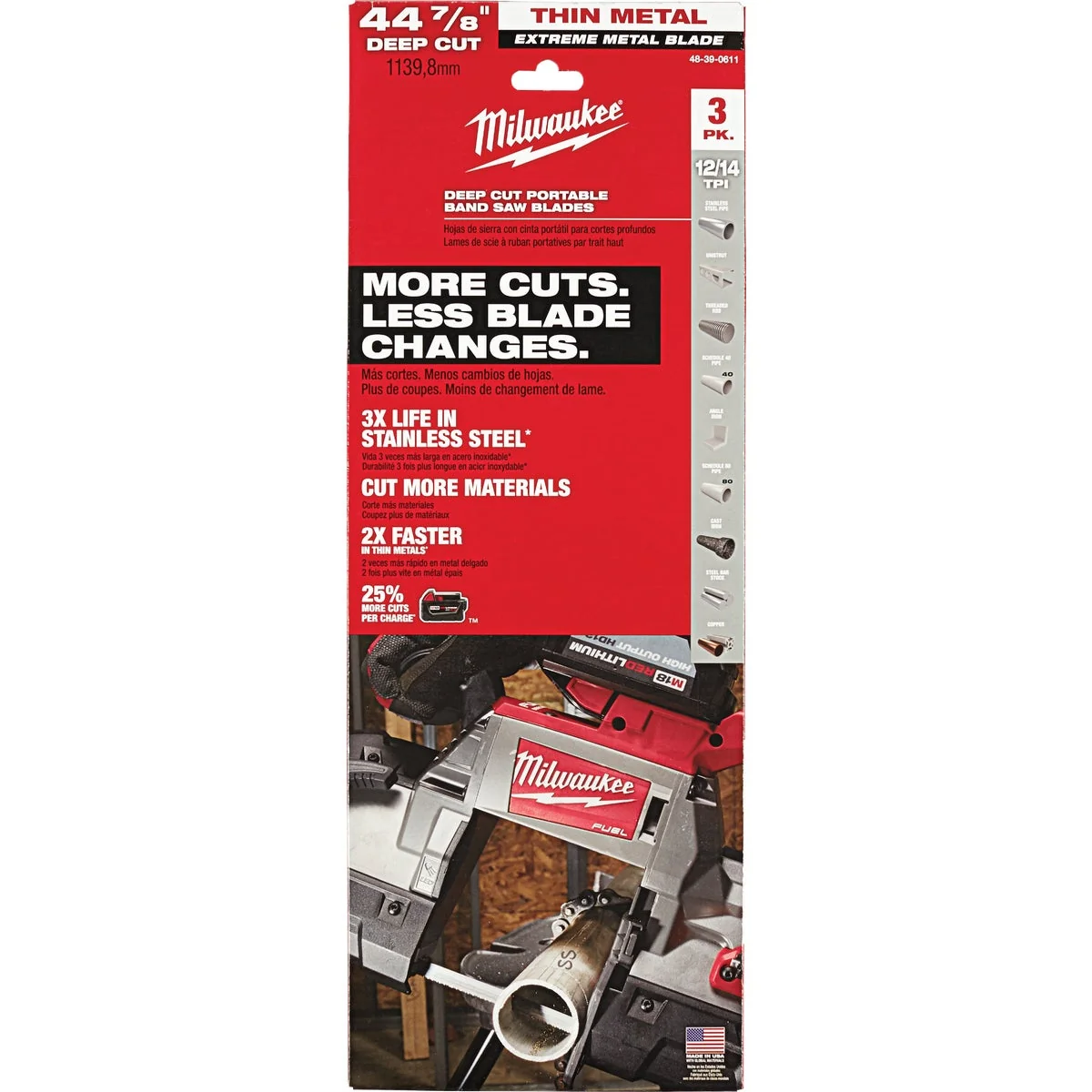 Optimized Milwaukee 44-7 8 In. 12 14 TPI Extreme Metal Band Saw Blade 3-Pack Quality