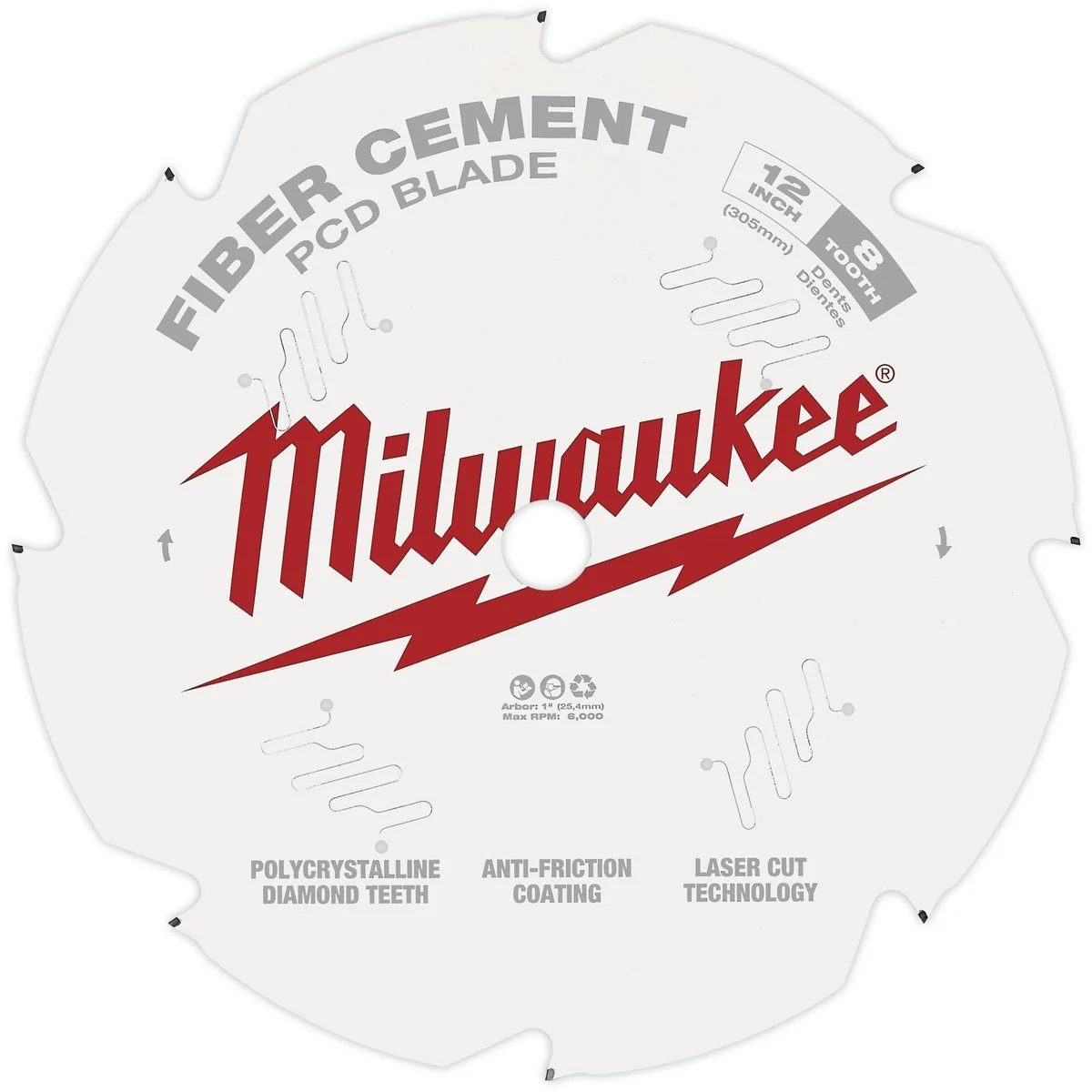 Healthy Milwaukee 12 In. 8-Tooth Fiber Cement PCD Circular Saw Blade Functional