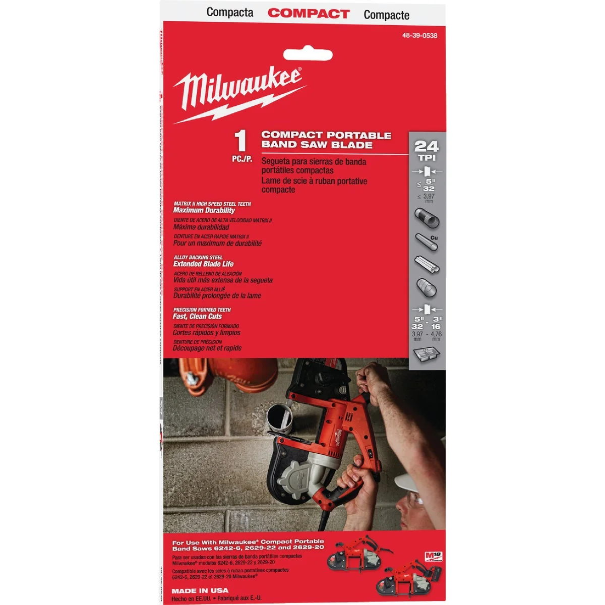 Natural Milwaukee 35-3 8 In. x 1 2 In. 24 TPI Compact Band Saw Blade Selected