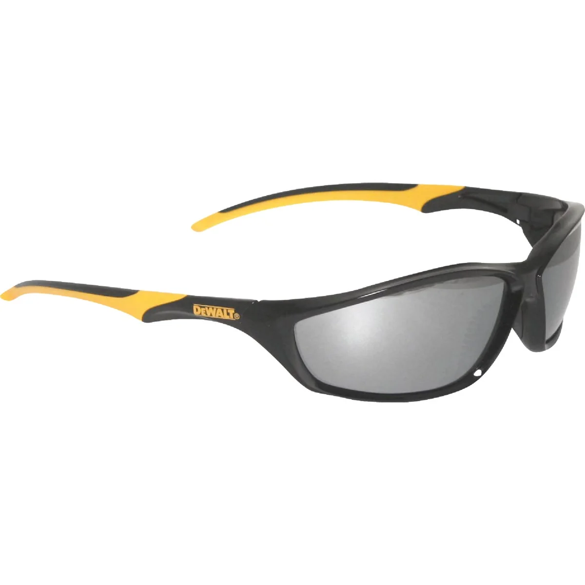 Functional DeWalt Router Black Yellow Frame Safety Glasses with Silver Mirrored Lenses Recyclable