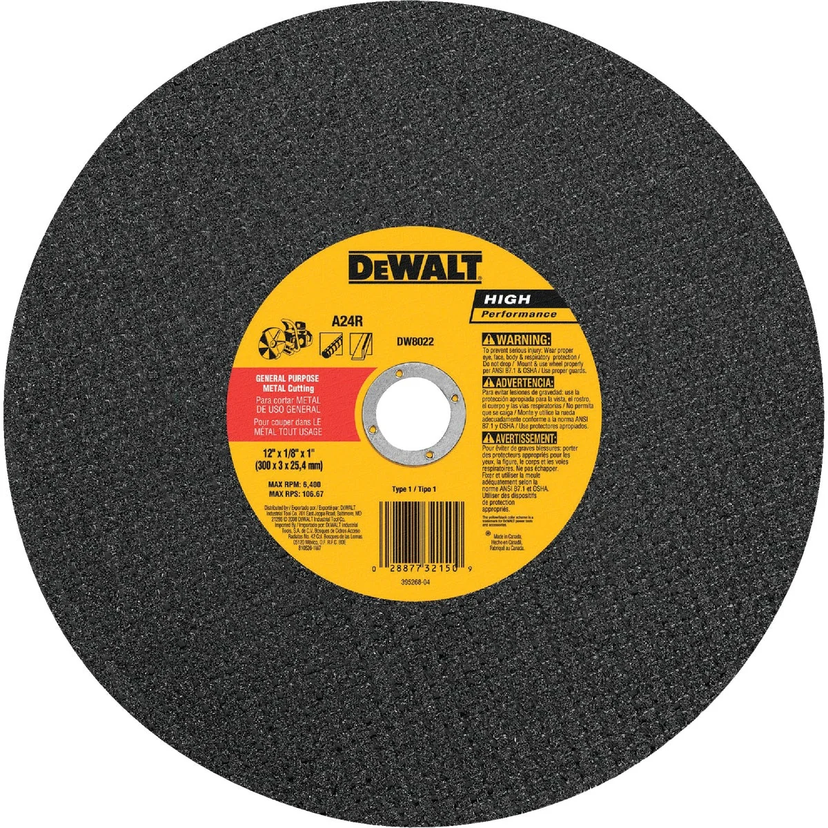 Traditional DeWalt HP Type 1 14 In. x 1 8 In. x 1 In. Metal Cut-Off Wheel Verified