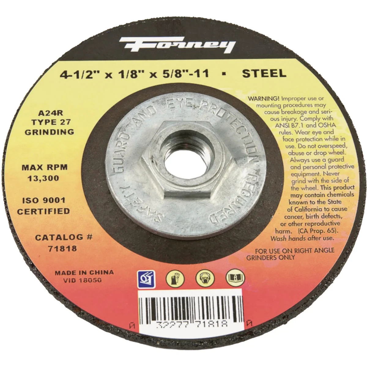 Sustainable Forney Type 27 4-1 2 In. x 1 8 In. x 5 8 In.-11 Steel Grinding Cut-Off Wheel Versatile