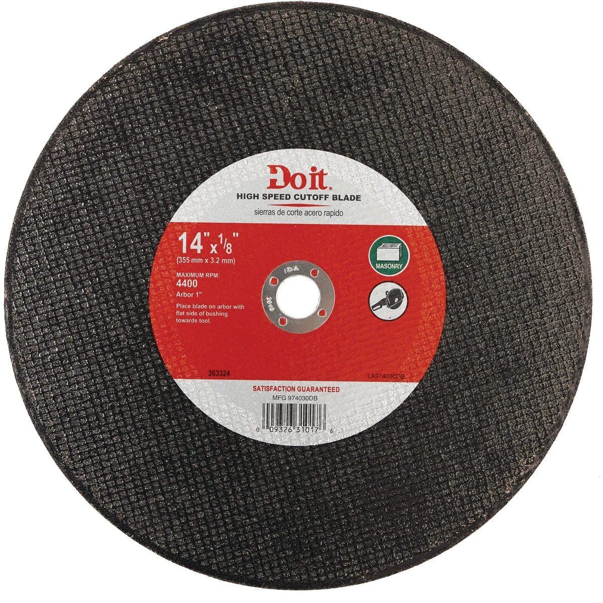 Environmentally Friendly Do it Type 1 14 In. x 1 8 In. x 1 In. Masonry Cut-Off Wheel Comfortable
