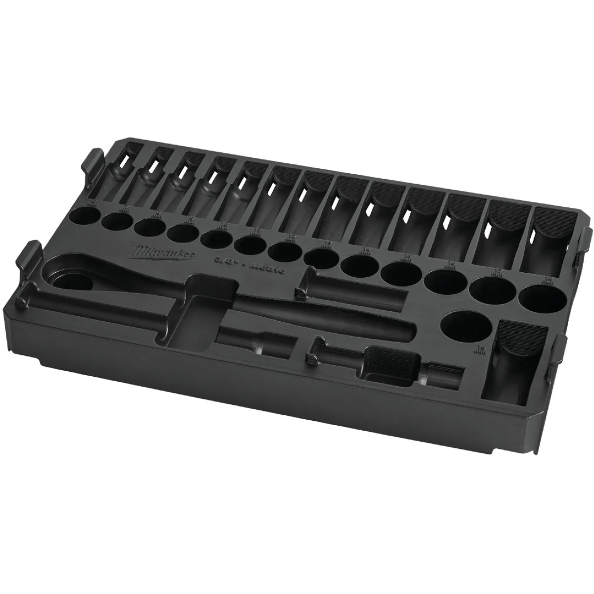 Easy-to-Use Milwaukee 32-Piece 3 8 In. Drive Metric PACKOUT Tray Ratchet Socket Holder Fast
