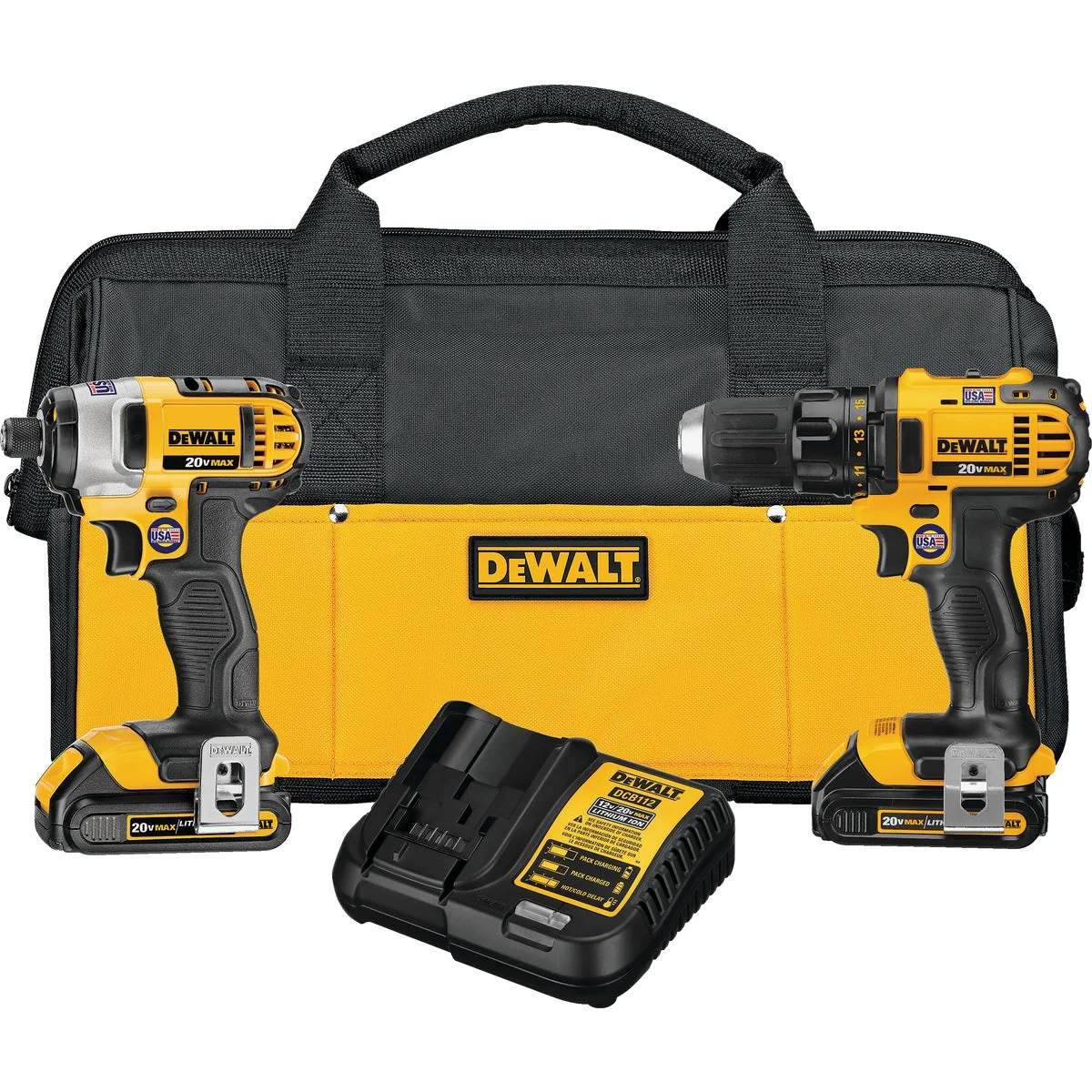 Verified DeWalt 2-Tool 20V MAX Lithium-Ion Compact Drill Driver Impact Driver Cordless Tool Combo Kit Official