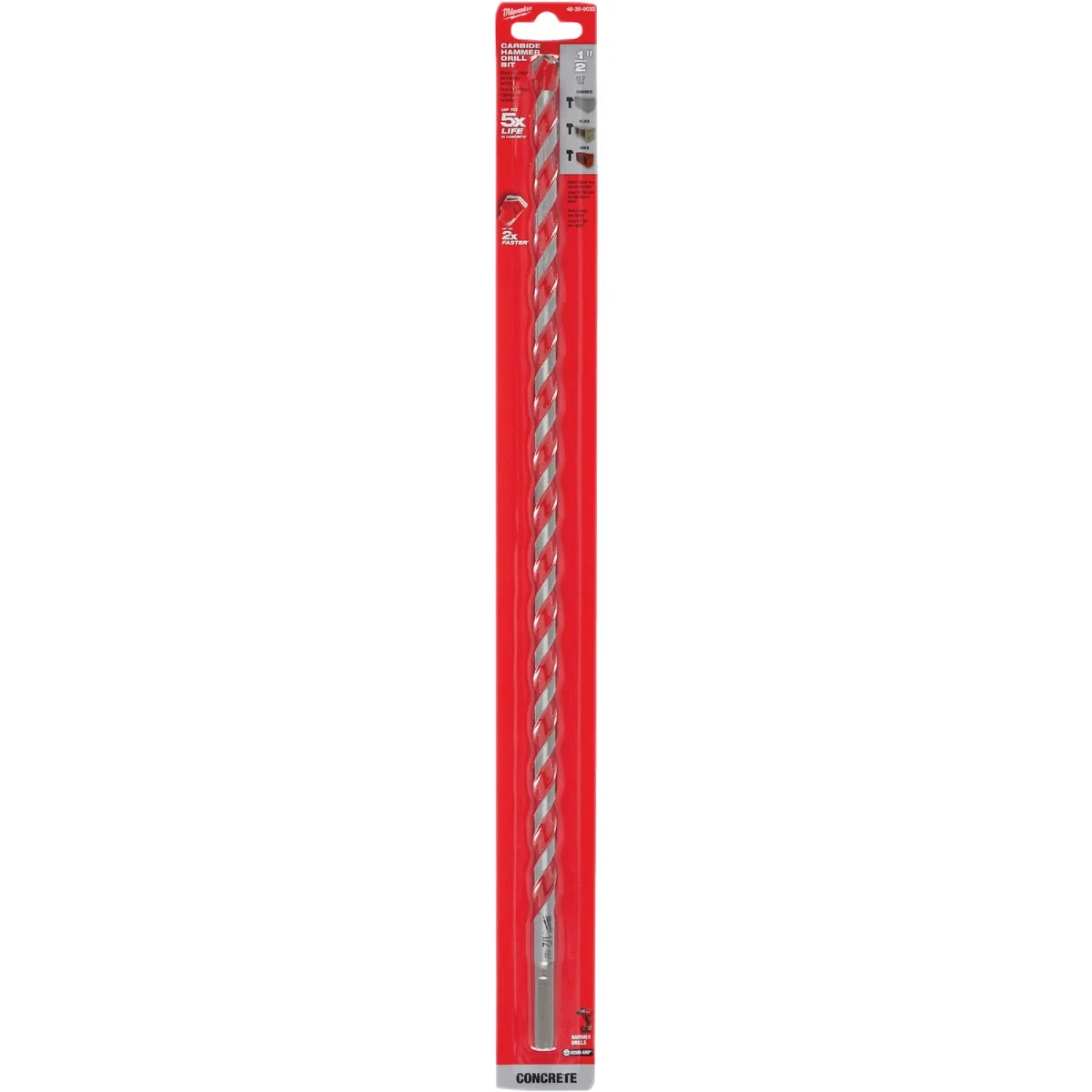 High-Quality Milwaukee 1 2 In. x 18 In. Carbide Masonry Drill Bit Clean
