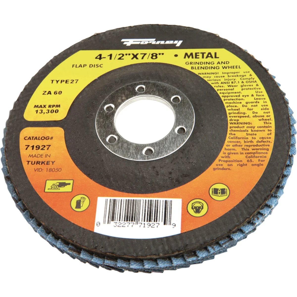 Trendy Forney 4-1 2 In. x 7 8 In. 60-Grit Type 27 Blue Zirconia Angle Grinder Flap Disc Exceptional