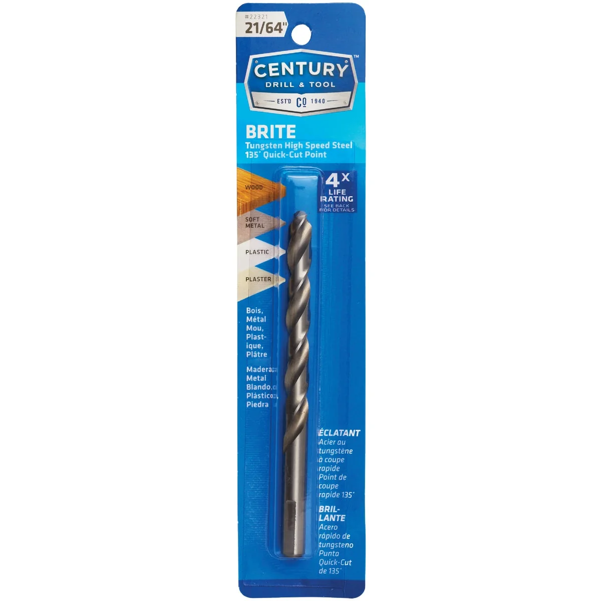 Innovative Century Drill Tool 21 64 In. Tungsten High Speed Steel Quick-Cut Point Brite Drill Bit Carefully Designed