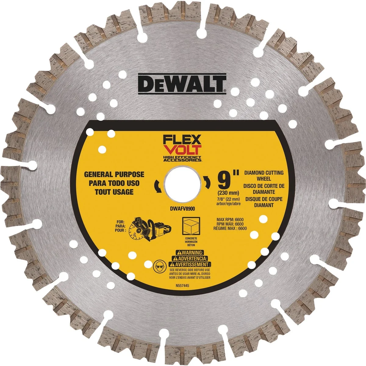 Superior DeWalt Flexvolt 9 In. Segmented Diamond Concrete Cut-Off Wheel Premium Material