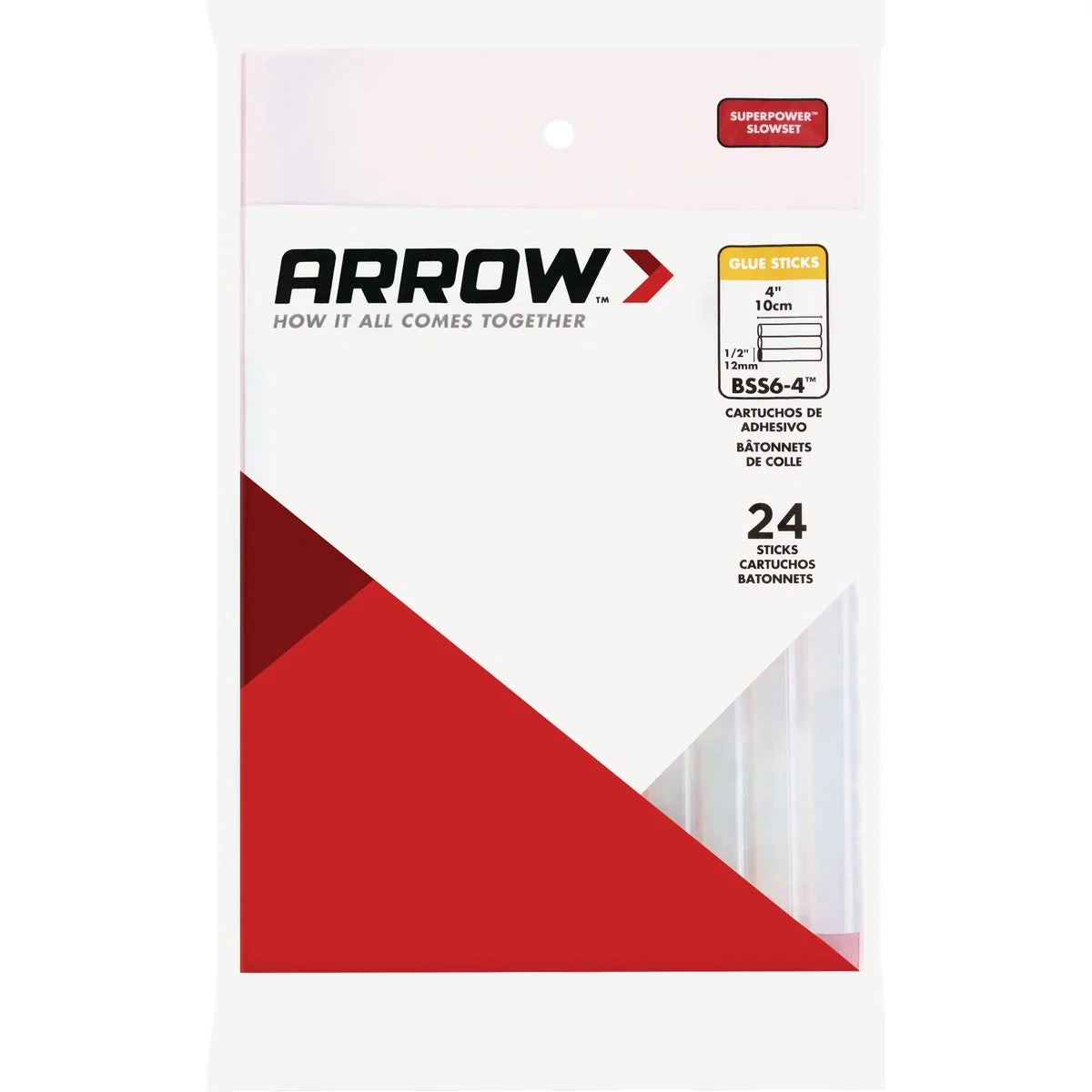 Modern Arrow 4 In. Standard Clear Slow Set Hot Melt Glue 24-Pack Elite