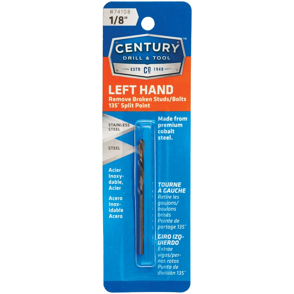 World-Class Century Drill Tool 1 8 In. Cobalt Steel Left Hand Drill Bit Powerful