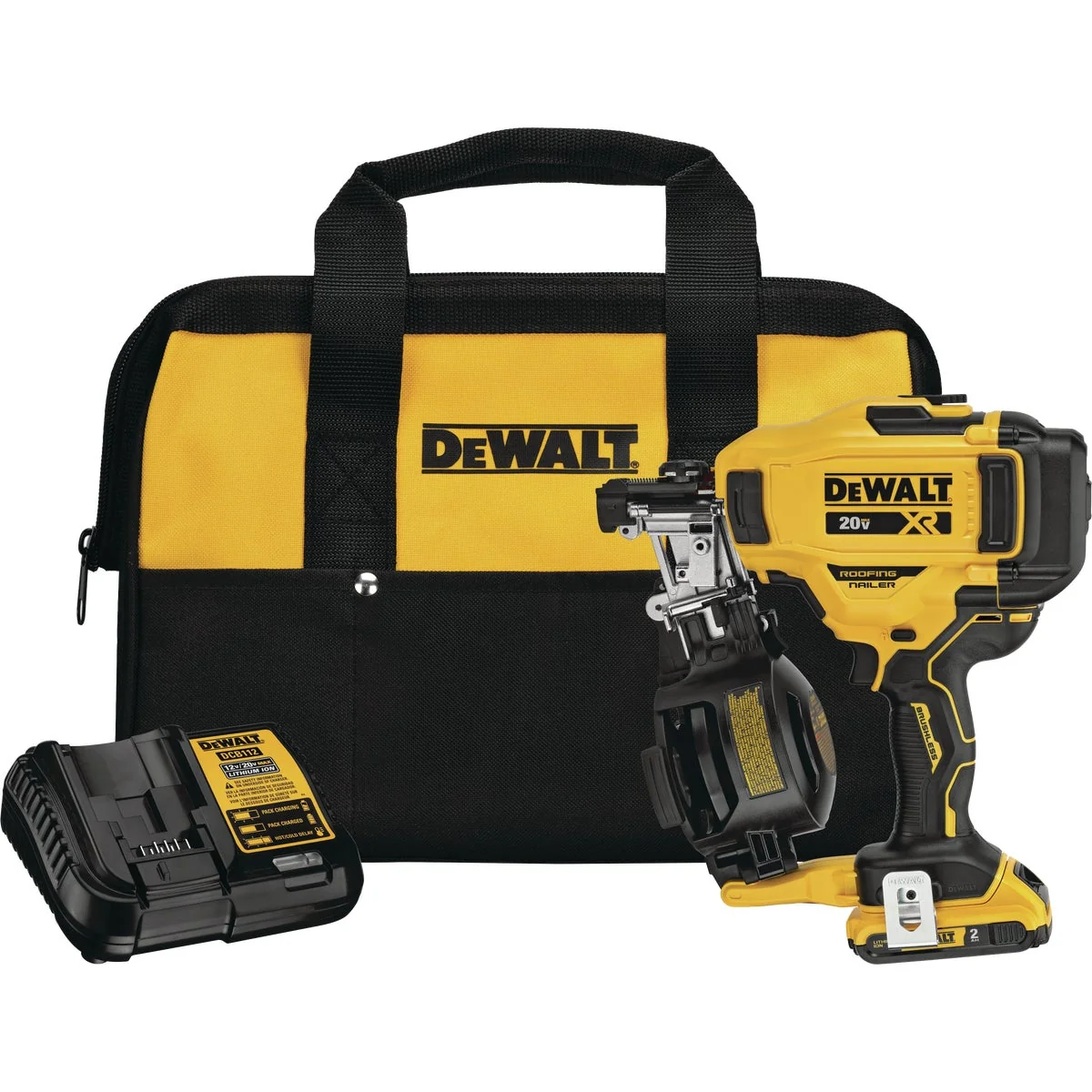 Natural DeWalt 20 Volt MAX Lithium-Ion Brushless 15 Degree 1-3 4 In. Coil Cordless Roofing Nailer Kit Genuine