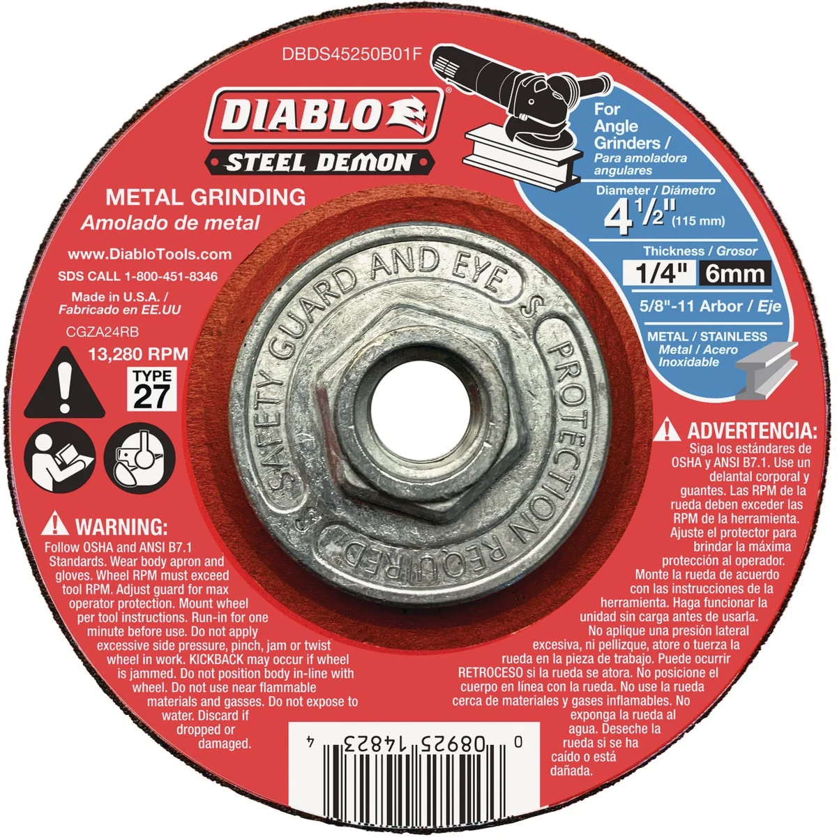 Eco-Friendly Diablo Steel Demon Type 27 4-1 2 In. x 1 4 In. x 5 8 In.-11 Metal Grinding Cut Off Wheel Comfortable