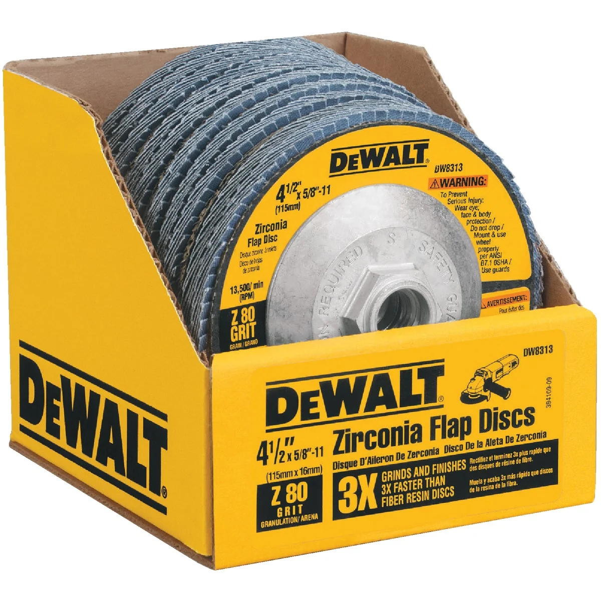 Premium DeWalt 4-1 2 In. 80-Grit Type 29 High Performance Zirconia Angle Grinder Flap Disc Fine