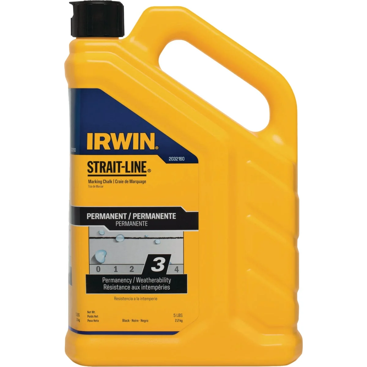 Solid Irwin STRAIT-LINE 5 Lb. Permanent Black Marking Chalk Soft