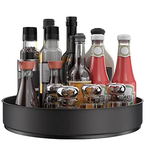 Organic Lazy Susan Stainless Steel Black Spice Rack Turntable for Pantry Cabinet Green