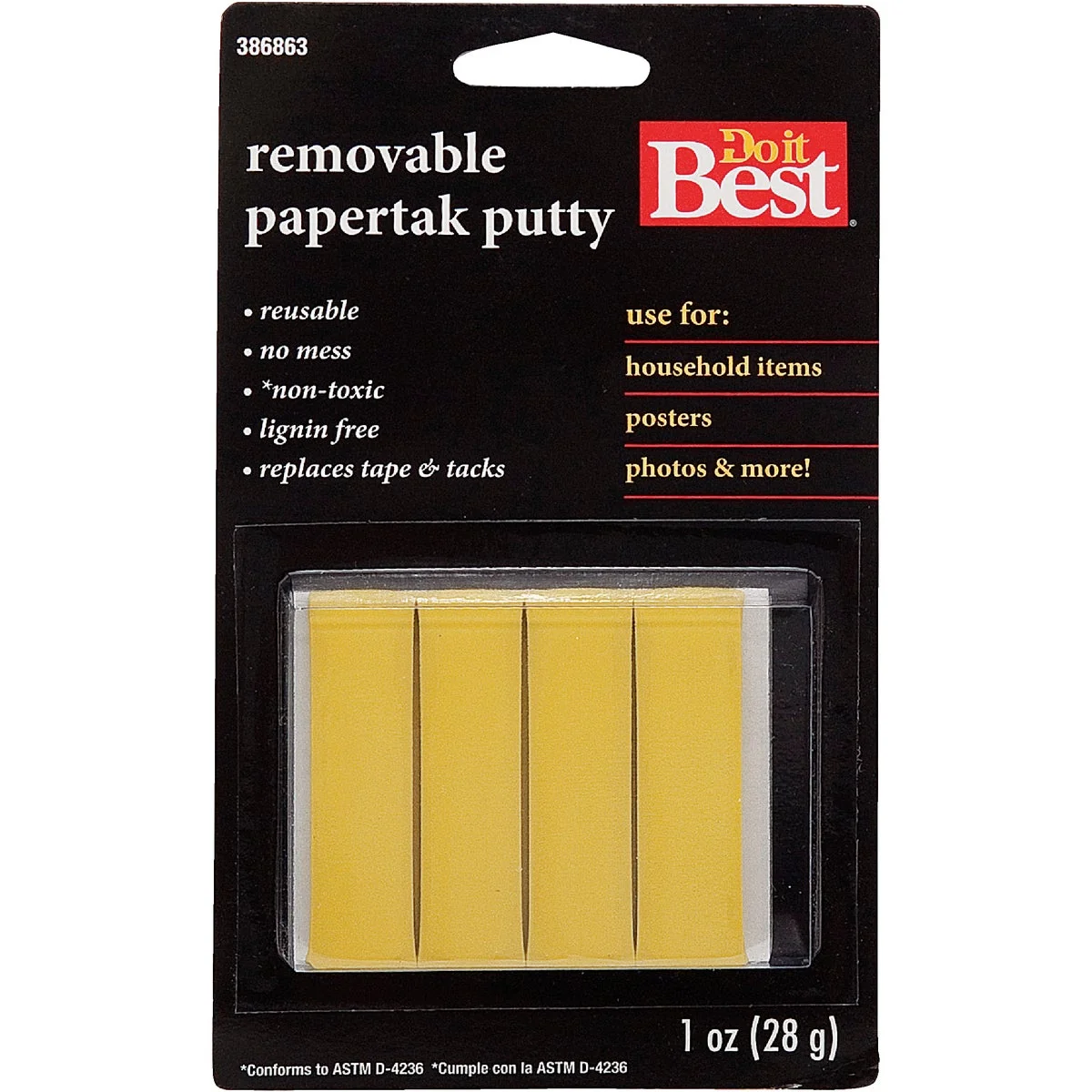 Traditional Do it 1 Oz. Yellow Reusable Papertak Putty Lightweight