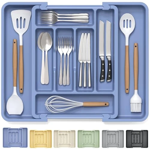 Original Design Large Silverware Organizer Tray for Kitchen Drawer Utensils Thicker Premium Material