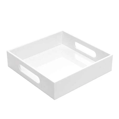 Long-Lasting White Sturdy Acrylic Tray with Handles Sophisticated