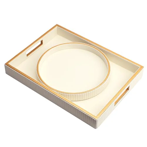 Outstanding Leather Tray Desktop Storage Organizer 2 Count Contemporary