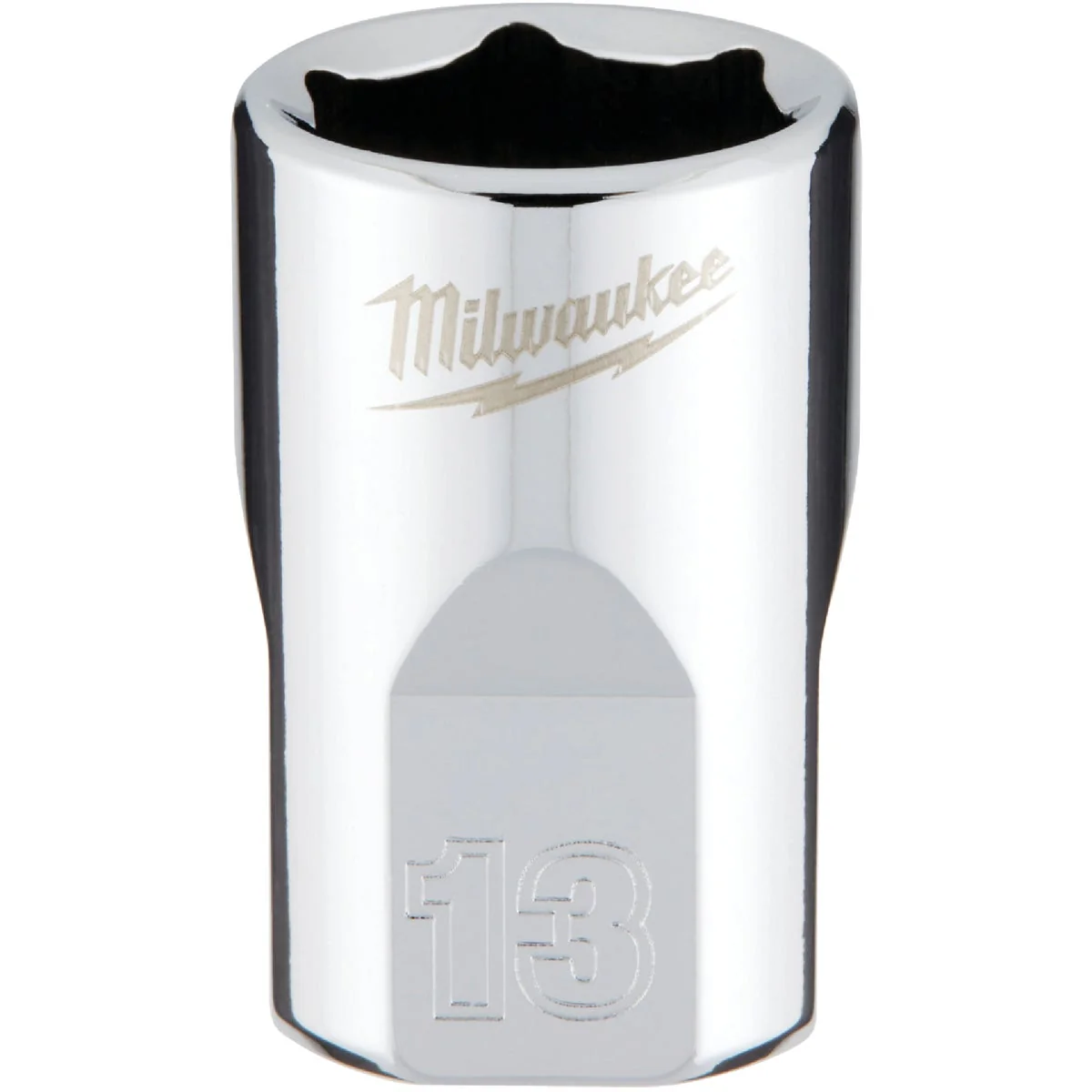 Fine Milwaukee 3 8 In. Drive 13 mm 6-Point Shallow Metric Socket with FOUR FLAT Sides World-Class
