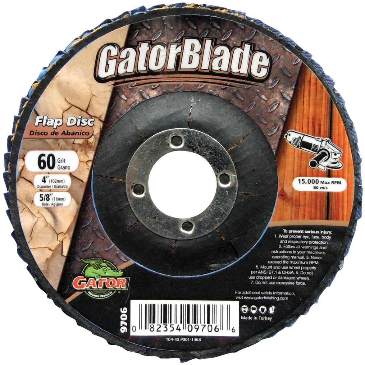 Premium Material Gator Blade 4 In. x 5 8 In. 60-Grit Type 29 Angle Grinder Flap Disc Organic