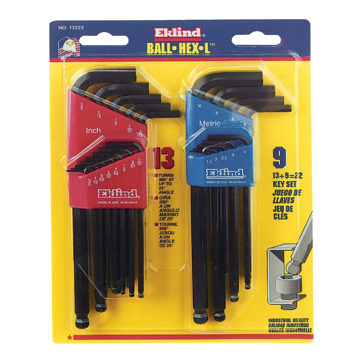 Innovative Eklind Standard and Metric Ball-End Hex Key Wrench Set 22-Piece Trendy