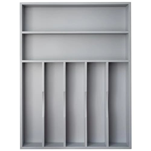Official Bamboo Silverware Holder Drawer Utensil Organizer with 7 Slots Gray Fine
