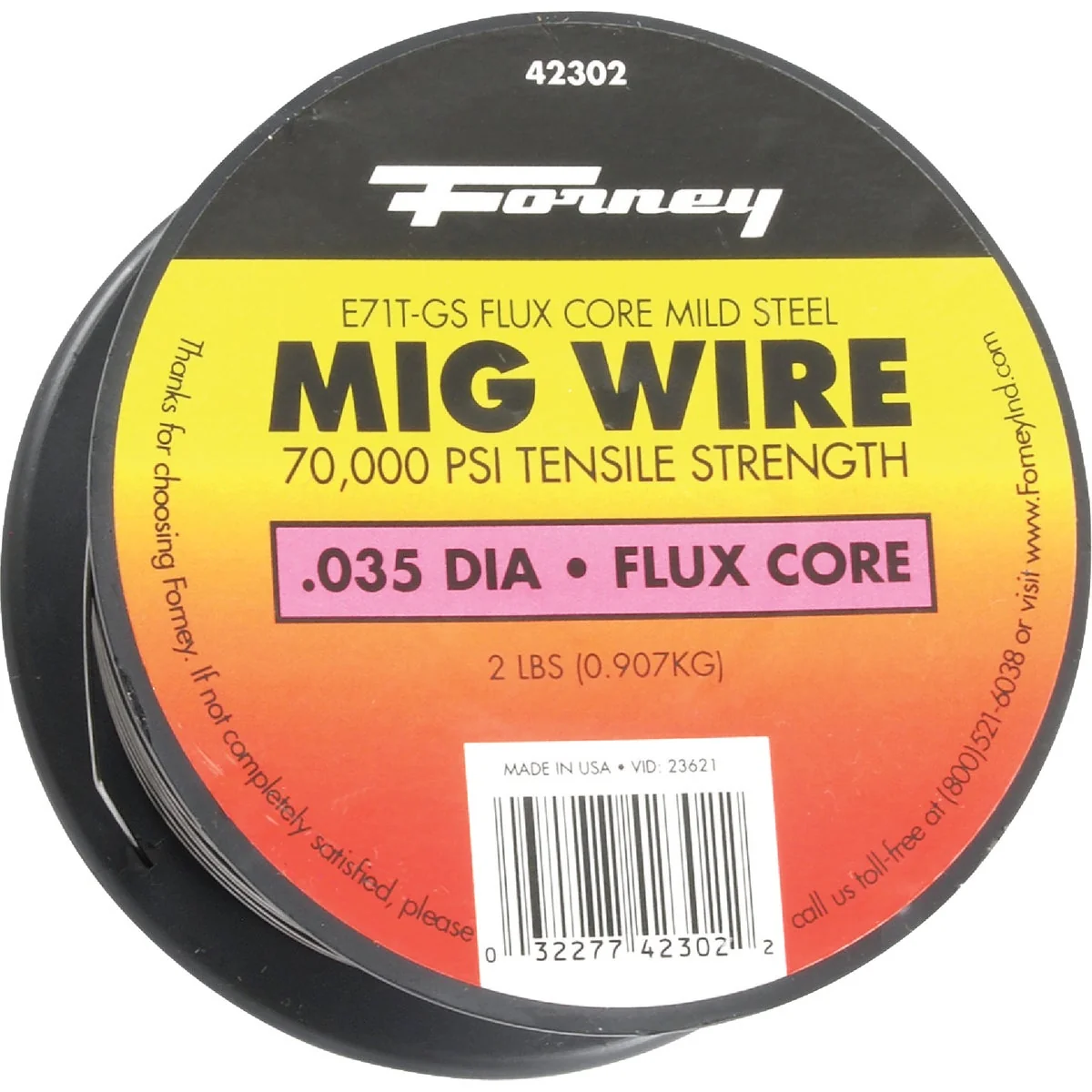 Convenient Forney E71T-GS 0.035 In. Flux Core Mild Steel Mig Wire 2 Lb. Eco-Friendly