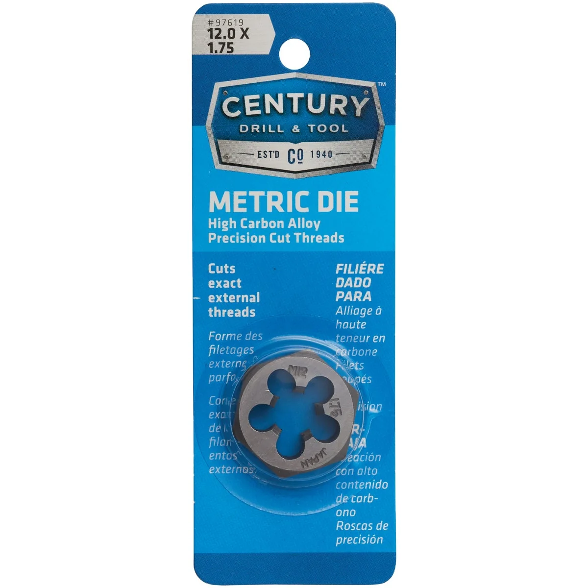 Eco-Friendly Century Drill Tool 12.0×1.75 NPT 1 Across Flats Hexagon Pipe Die Verified