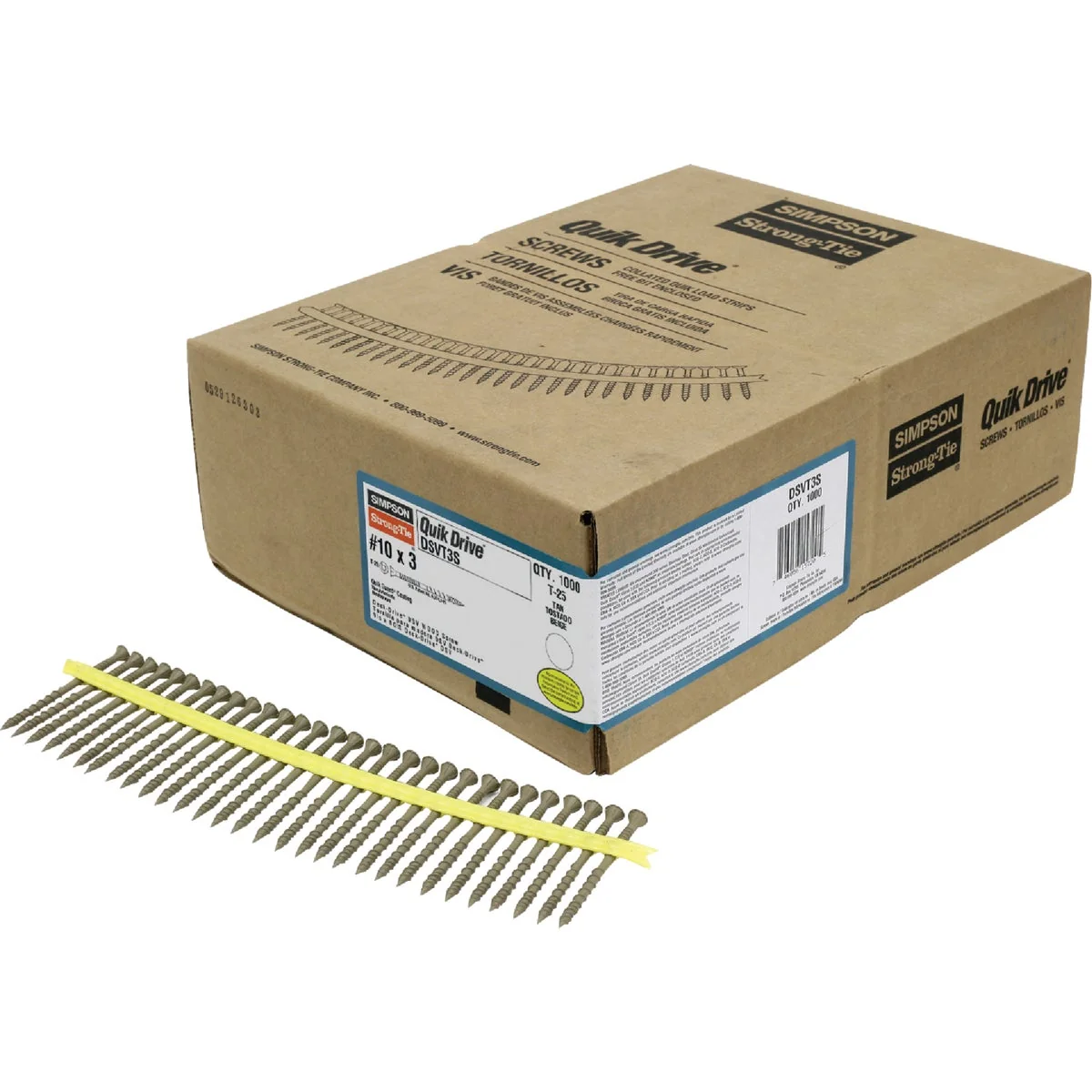Innovative Quik Drive Deck-Drive 10 x 3 In. T-25 6-Lobe DSV Collated Deck Screw Quik Guard Finish 1000 Ct. Pure