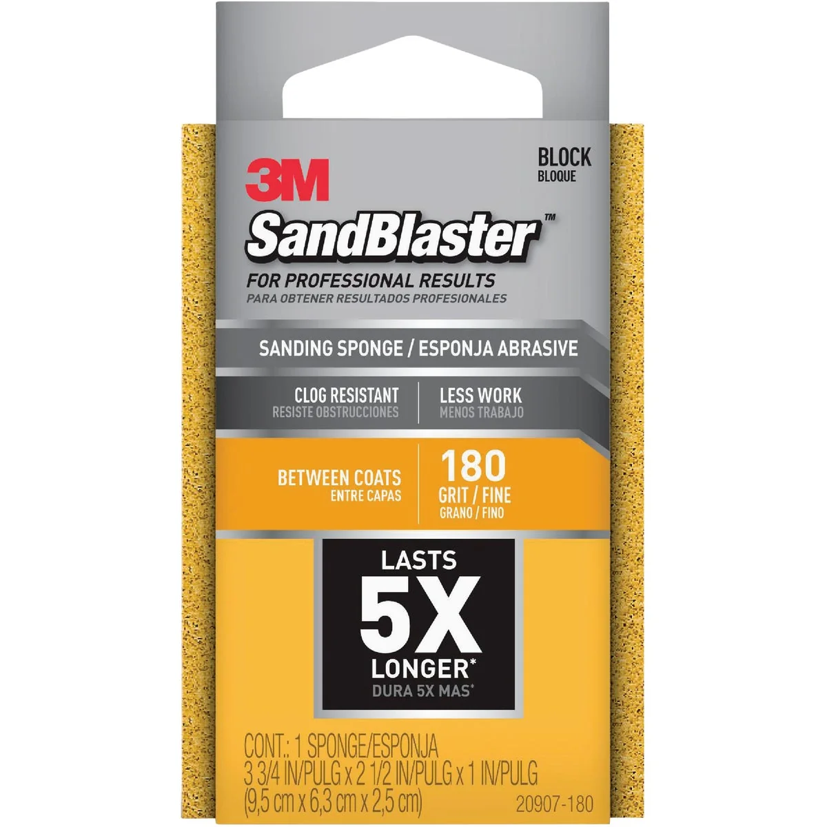Breathable 3M SandBlaster Between Coats 2-1 2 In. x 3-3 4 In. x 1 In. 180 Grit Fine Sanding Sponge Premium