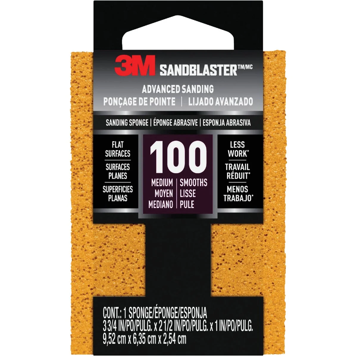 Luxury 3M SandBlaster Bare Surfaces 2-1 2 In. x 3-3 4 In. x 1 In. 100 Grit Medium Sanding Sponge Soft