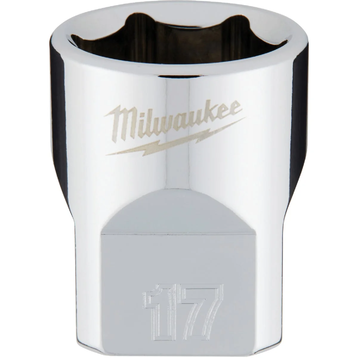 Certified Milwaukee 3 8 In. Drive 17 mm 6-Point Shallow Metric Socket with FOUR FLAT Sides Easy-to-Use