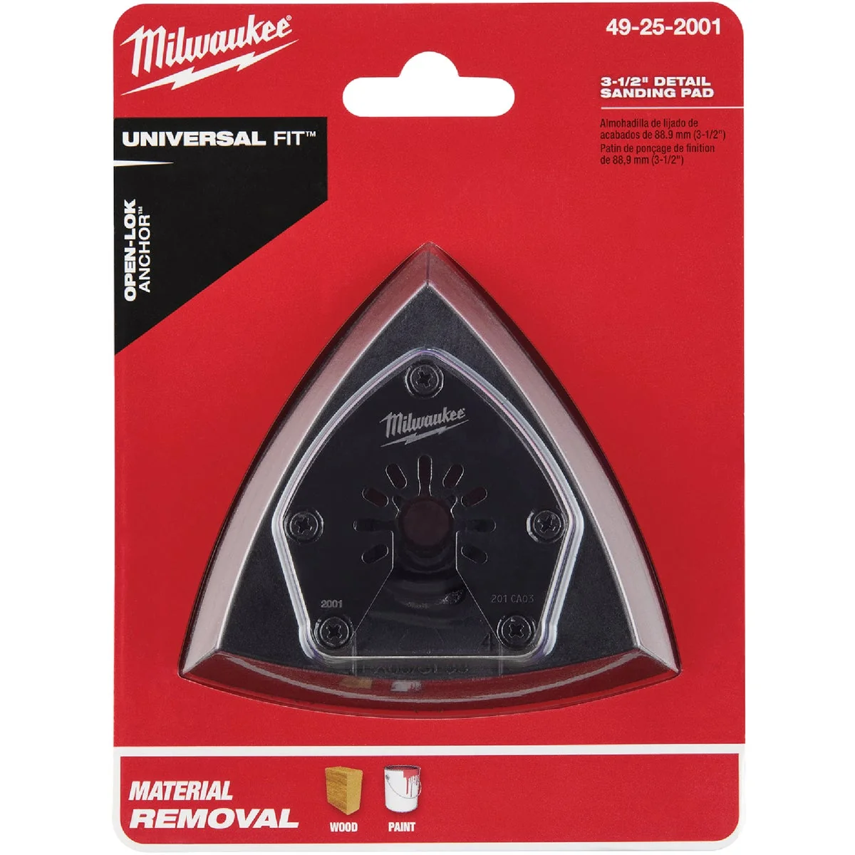 Solid Milwaukee OPEN-LOK 3-1 2 In. Triangle Sanding Pad Recyclable