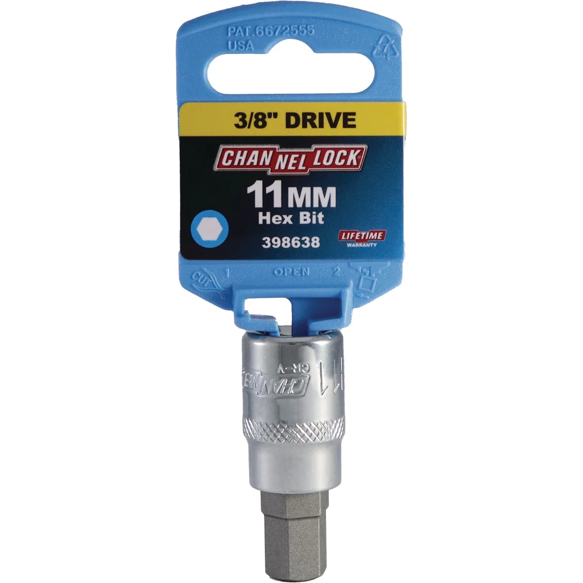 Green Channellock 3 8 In. Drive 11 mm 6-Point Metric Hex Bit Socket Efficient