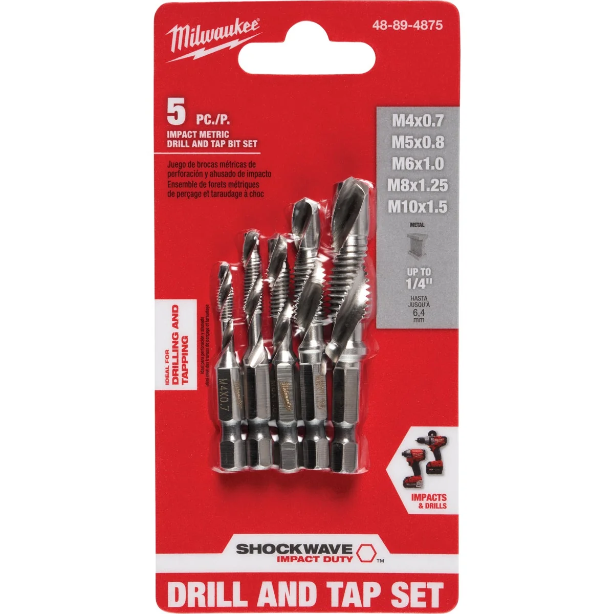 Detailed Milwaukee Shockwave Metric Impact Drill Tape Bit Set 5-Piece Relaxed