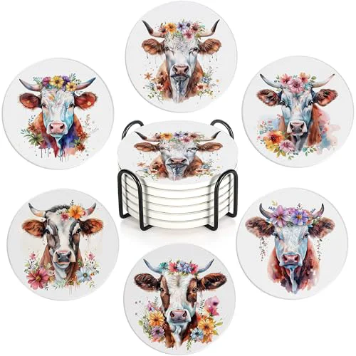 Smart 6 Pcs Coasters for Drinks with Holder Premium
